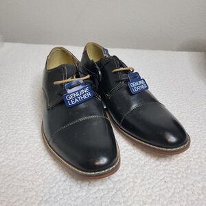 GEORGE Shoes Black w/ Brown Sz 9 Genuine Leather Dress Shoes Memory Foam Insole